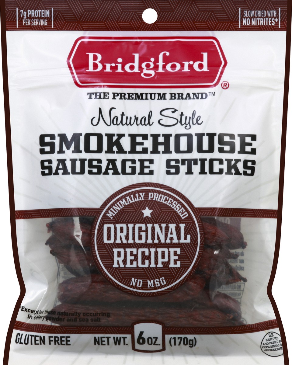 slide 5 of 6, Bridgford Natural Style Smokehouse Sausage Sticks Original Recipe, 6 oz