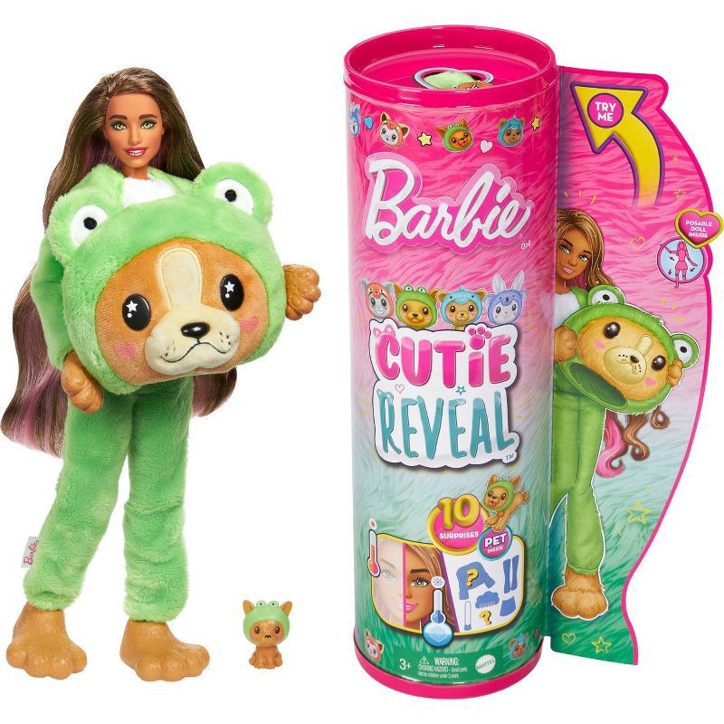 slide 1 of 5, Barbie Cutie Reveal Puppy as Frog Costume-Themed Series Doll & Accessories with 10 Surprises, 1 ct