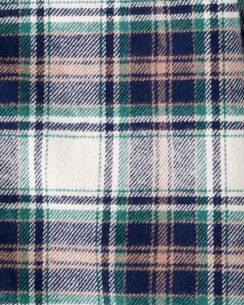 slide 2 of 2, Oshkosh Baby Boy Plaid Button-Down Shirt - Cream/Navy Plaid 24M, 1 ct