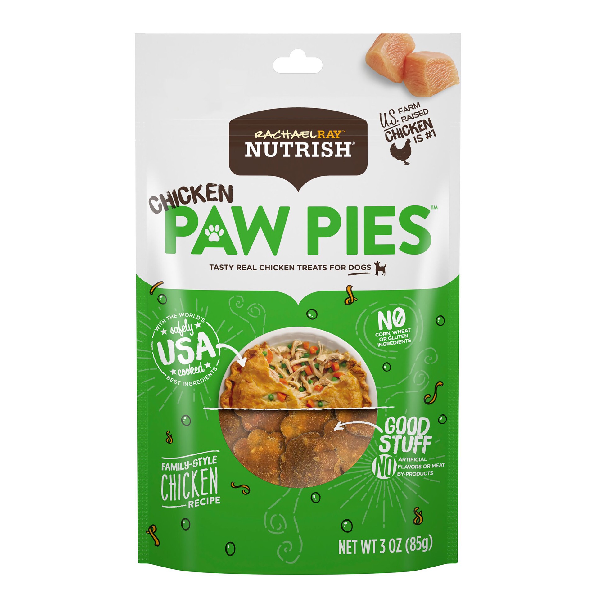 slide 1 of 2, Rachael Ray Nutrish Chicken Paw Pies Dog Treats, 3 oz, 3 oz
