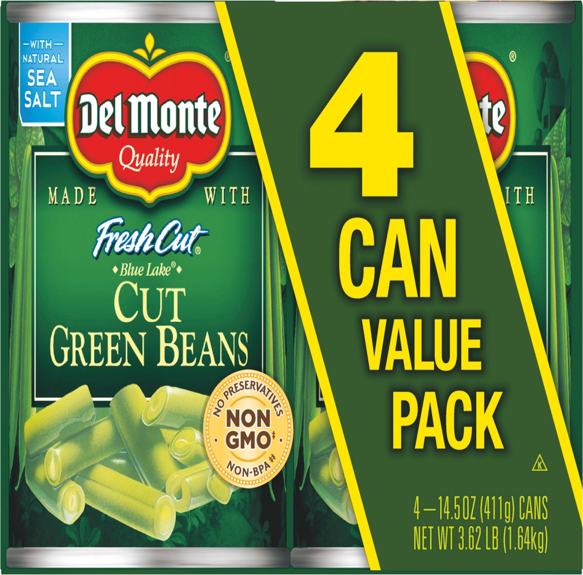 slide 2 of 3, Del Monte Fresh Cut Cut Blue Lake 4 Can Value Pack Green Beans 4 14.5 oz 4 ea Multipack, 4 ct