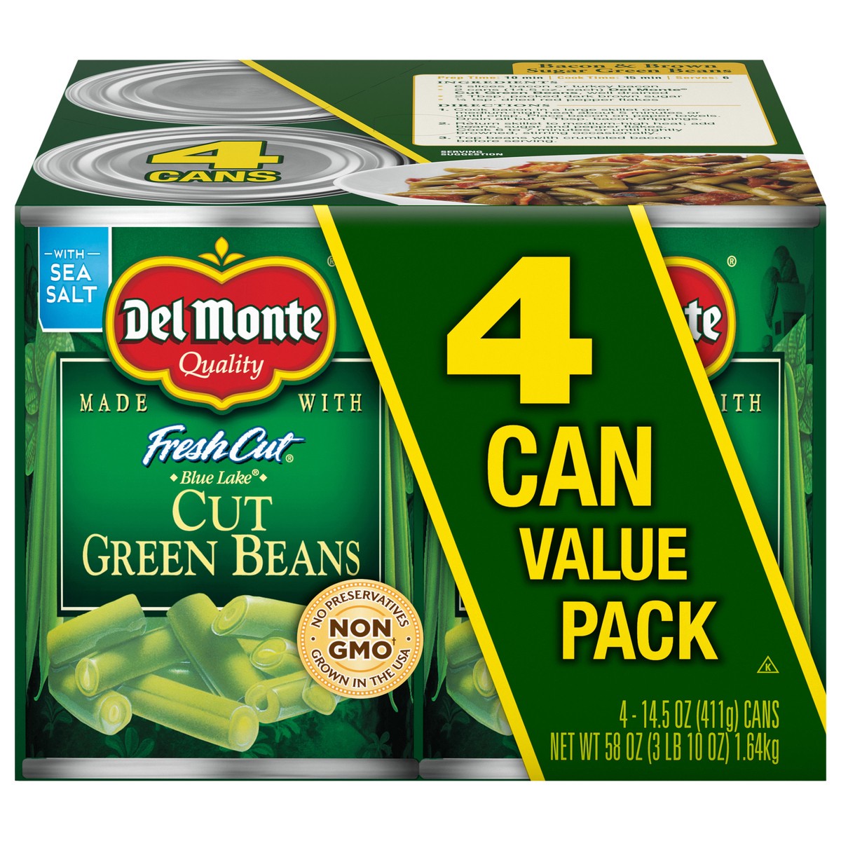slide 1 of 3, Del Monte Blue Lake Cut Green Beans, 14.5 oz Can (Pack of 4), 4 ct