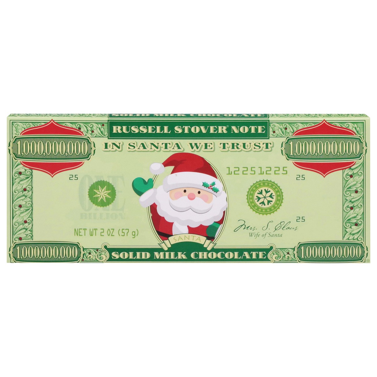 slide 1 of 3, RUSSELL STOVER Christmas Santa Solid Milk Chocolate Money Bar, 2 oz., 2 oz