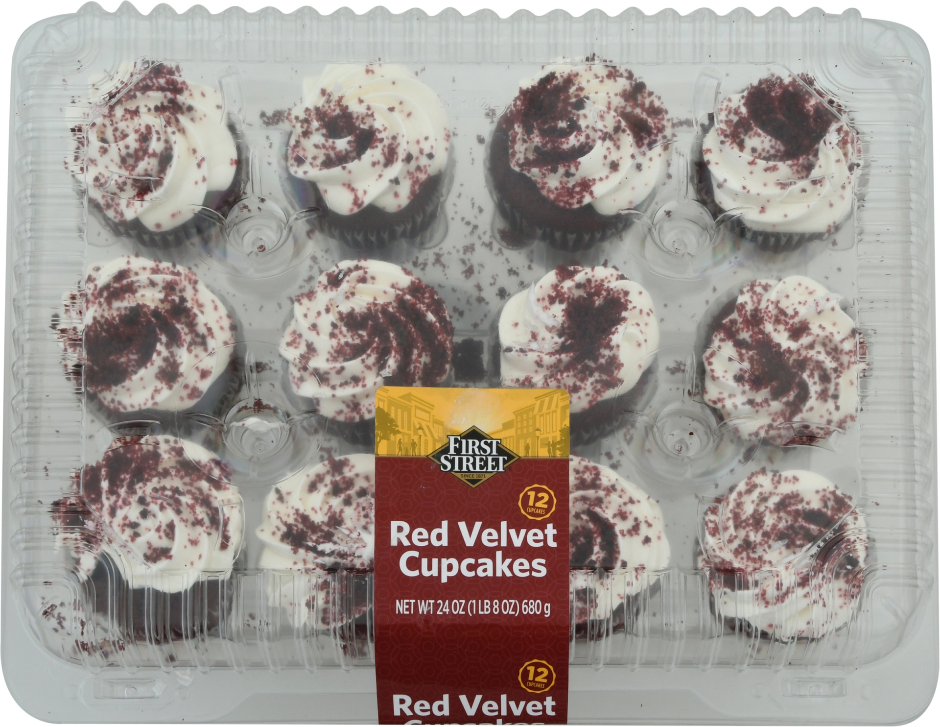 slide 1 of 1, First Street Red Velvet Cupcake, 12 ct; 2 oz