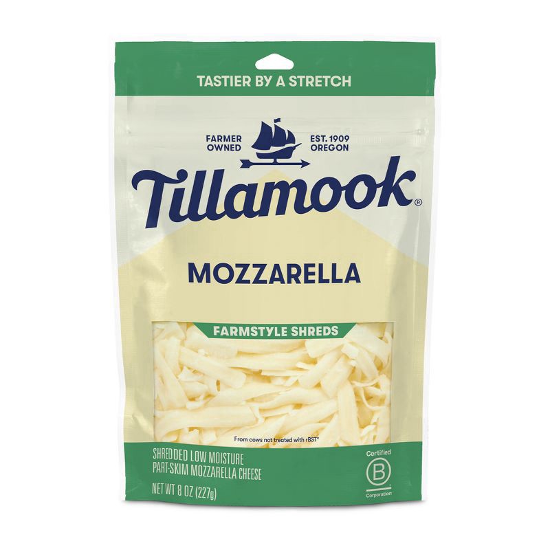 slide 1 of 1, Tillamook Farmstyle Shreds Mozzarella Cheese 8 oz, 8 oz