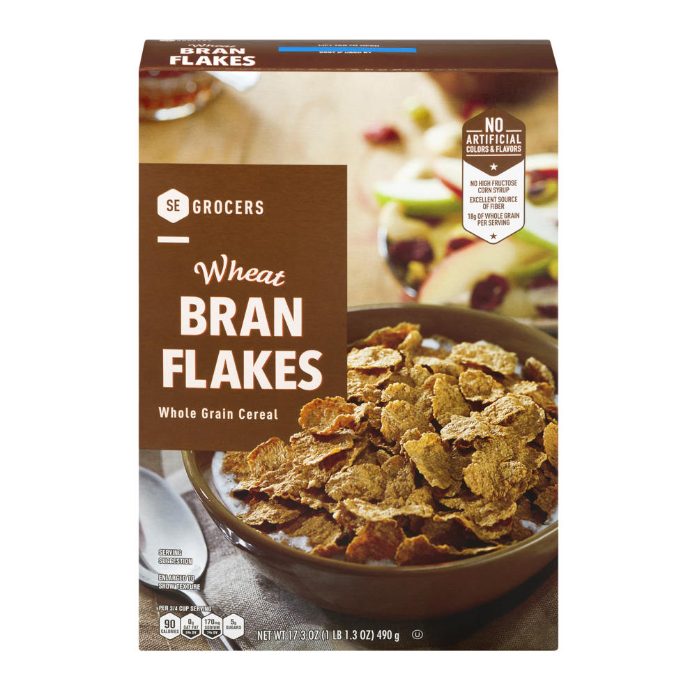 slide 1 of 1, SE Grocers Whole Grain Cereal Wheat Bran Flakes, 17.3 oz
