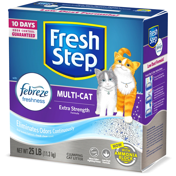 slide 1 of 1, Fresh Step Multi-Cat, Scented Scoopable Cat Litter, 25 lb