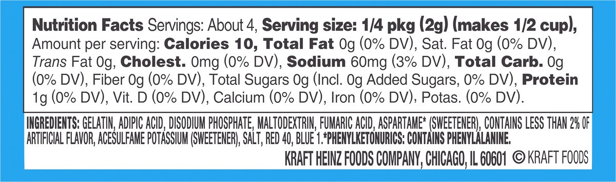 slide 5 of 9, Jell-O Cherry Artificially Flavored Zero Sugar Low Calorie Gelatin Dessert Mix, 0.3 oz Box, 0.3 oz