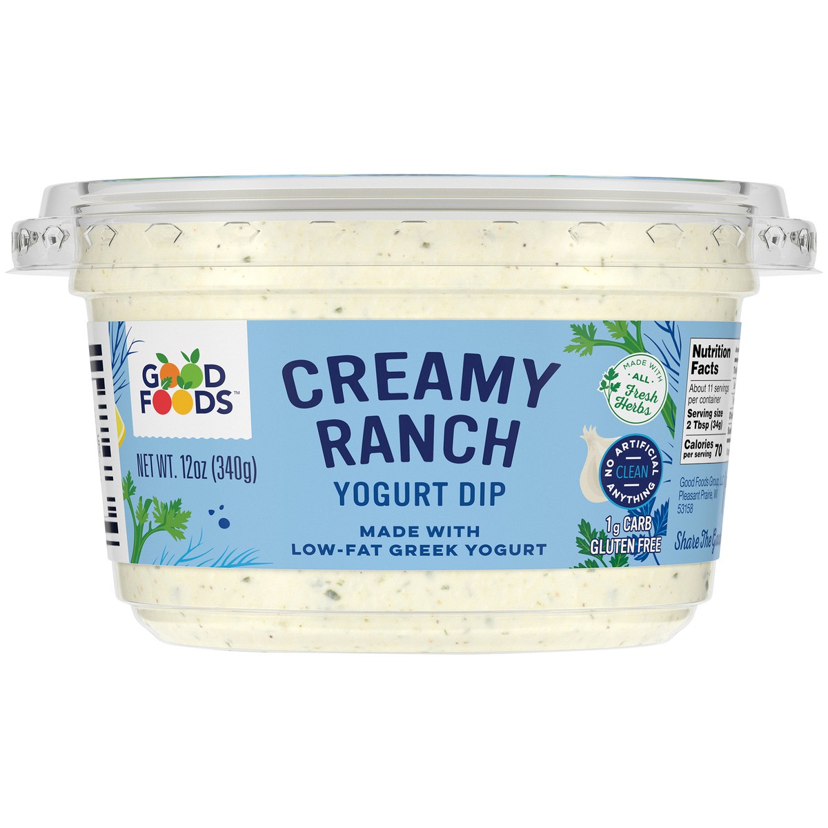slide 6 of 9, Good Foods Creamy Ranch Yogurt Dip 12 oz. Tub, 12 oz