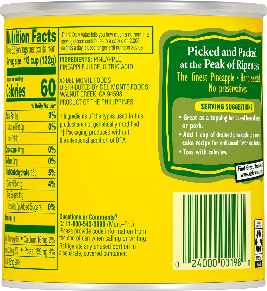 slide 5 of 10, Del Monte 100% Juice Crushed Pineapple 15.25 oz, 15.25 oz