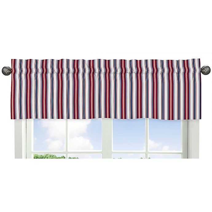 slide 1 of 1, Sweet Jojo Designs Nautical Nights Stripe Print Window Valance, 1 ct