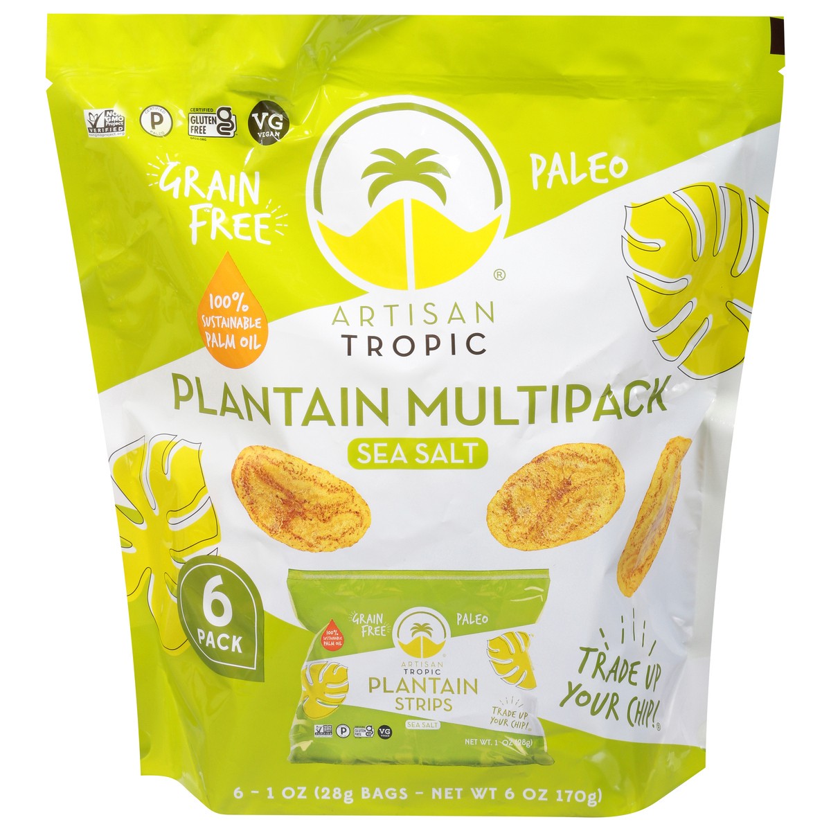 slide 1 of 9, Artisan Tropic Sea Salt Plantain Strips Multipack - 6 Pack 6 x 1 oz Bags, 6 oz