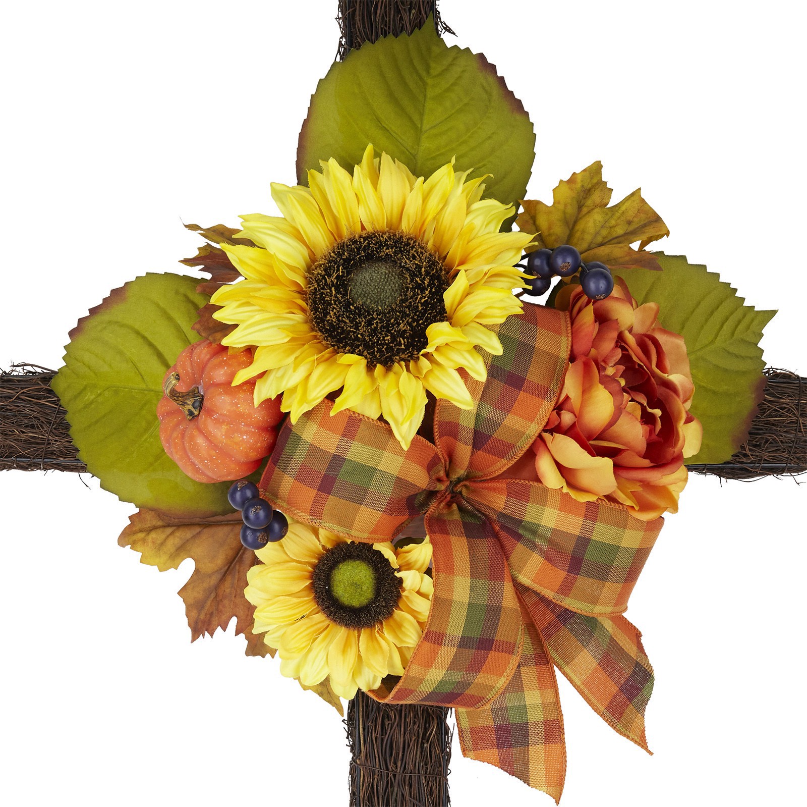 slide 2 of 2, 38" Sunflower & Mum Remembrance Cross By Ashland, 19 in x 7 in x 38 in