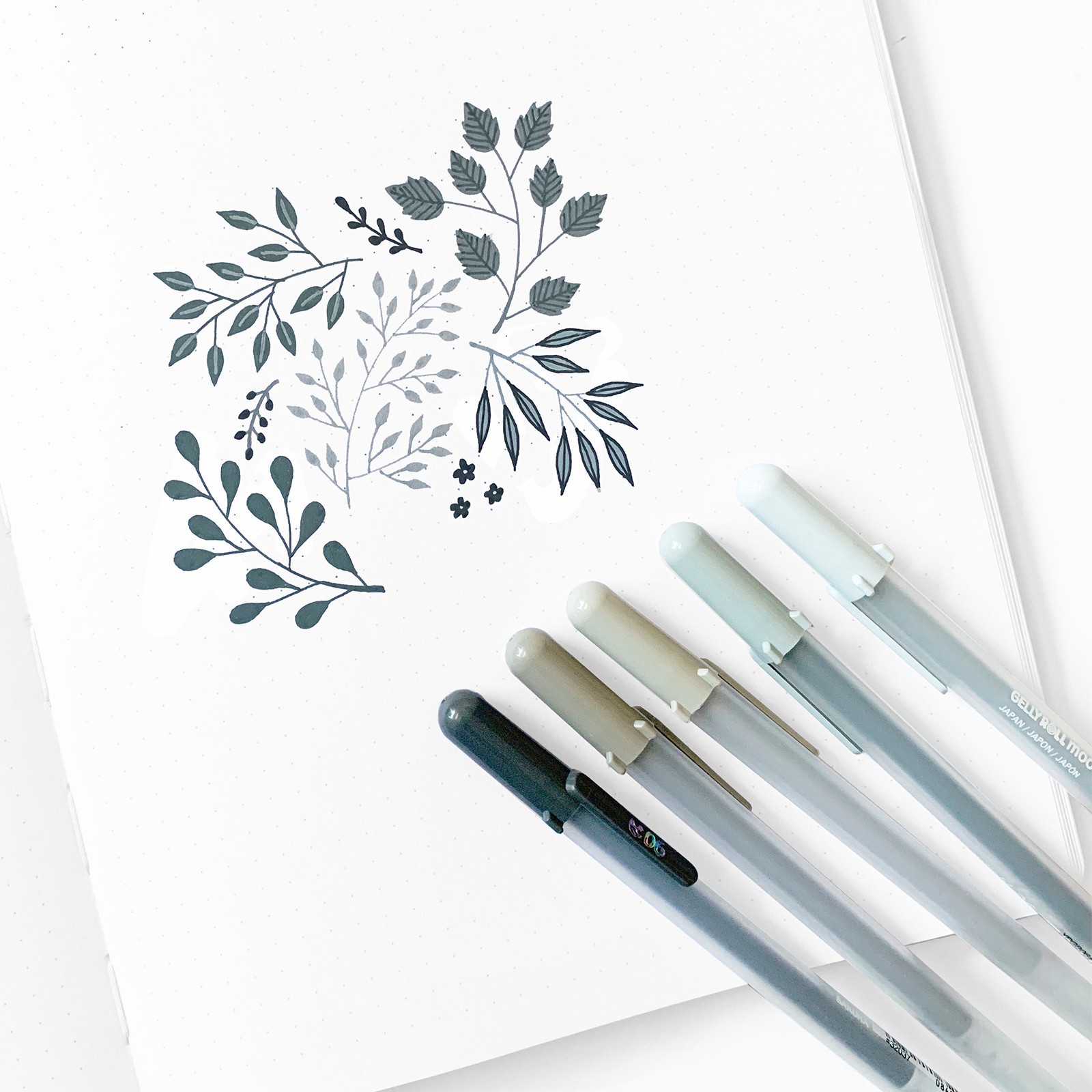 slide 3 of 3, Sakura Gelly Roll Moonlight 06 Fine Point Gel Pen 5 Color Set, Grays, 0.3 mm