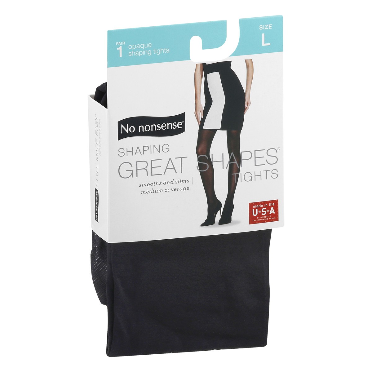 slide 2 of 10, No Nonsense Great Shapes Opaque Large Black Shaping Tights 1 ea, 1 ct