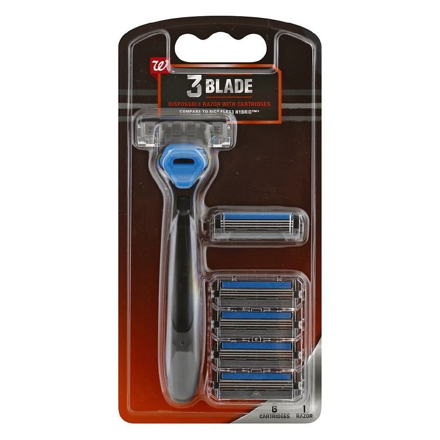 slide 1 of 1, Walgreens Beauty 3 Blade Disposable Razor with Cartridges, 1 ct