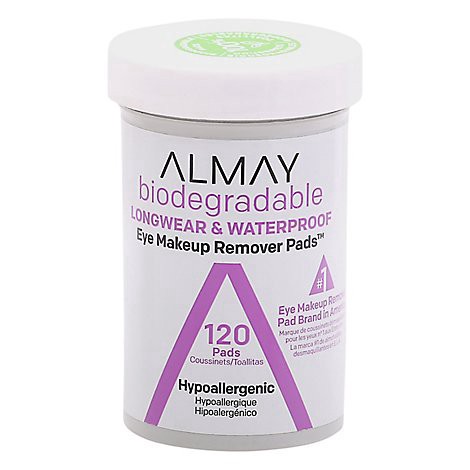 slide 1 of 1, Almay Biodegradable Longwear & Waterproof Eye Makeup Remover Pads - 120 Count, 120 ct