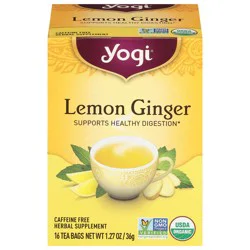 Yogi Caffeine Free Tea Bags Lemon Ginger Herbal Supplement 16 Tea Bags