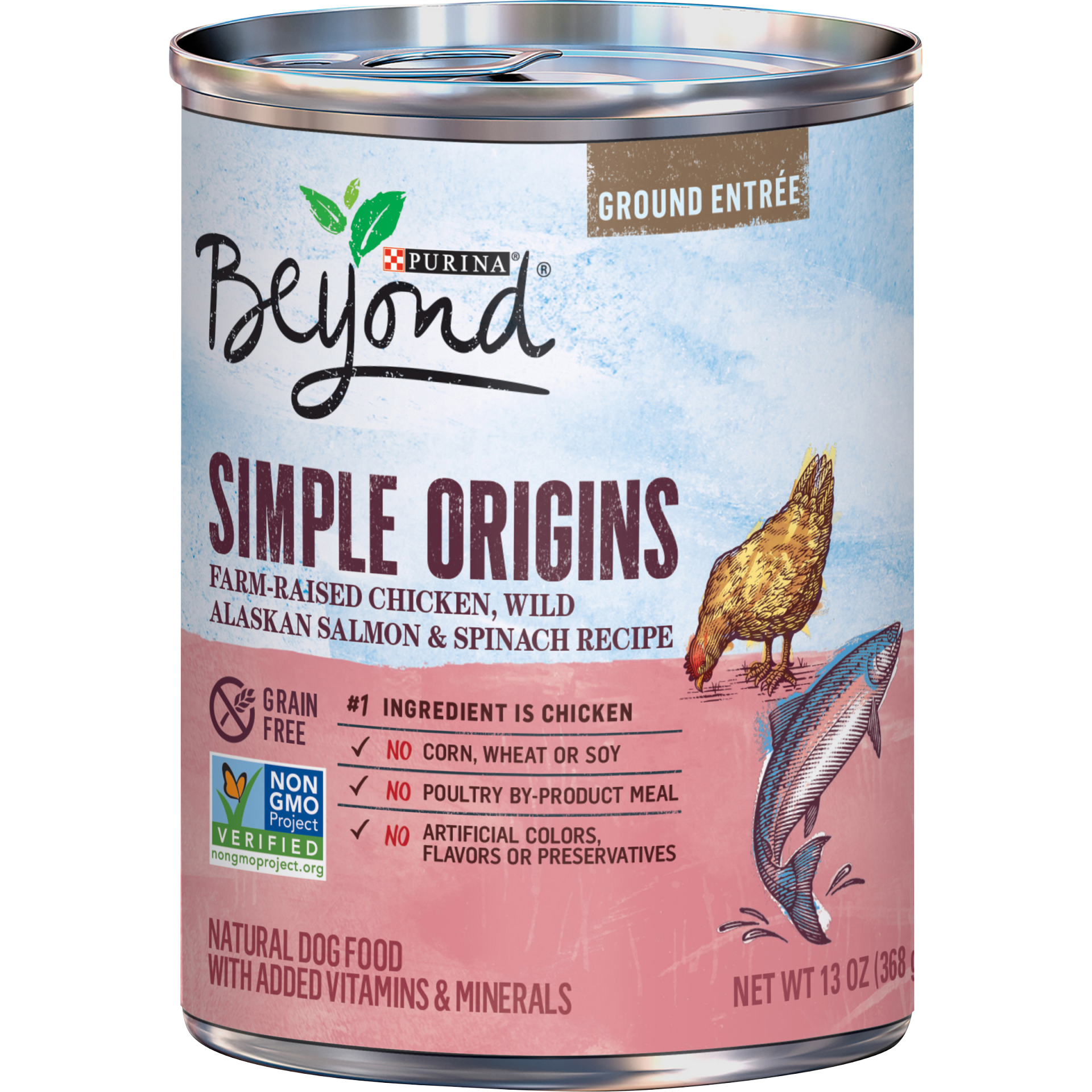 slide 1 of 1, Purina Beyond Simple Origins Chicken Salmon, 13 oz