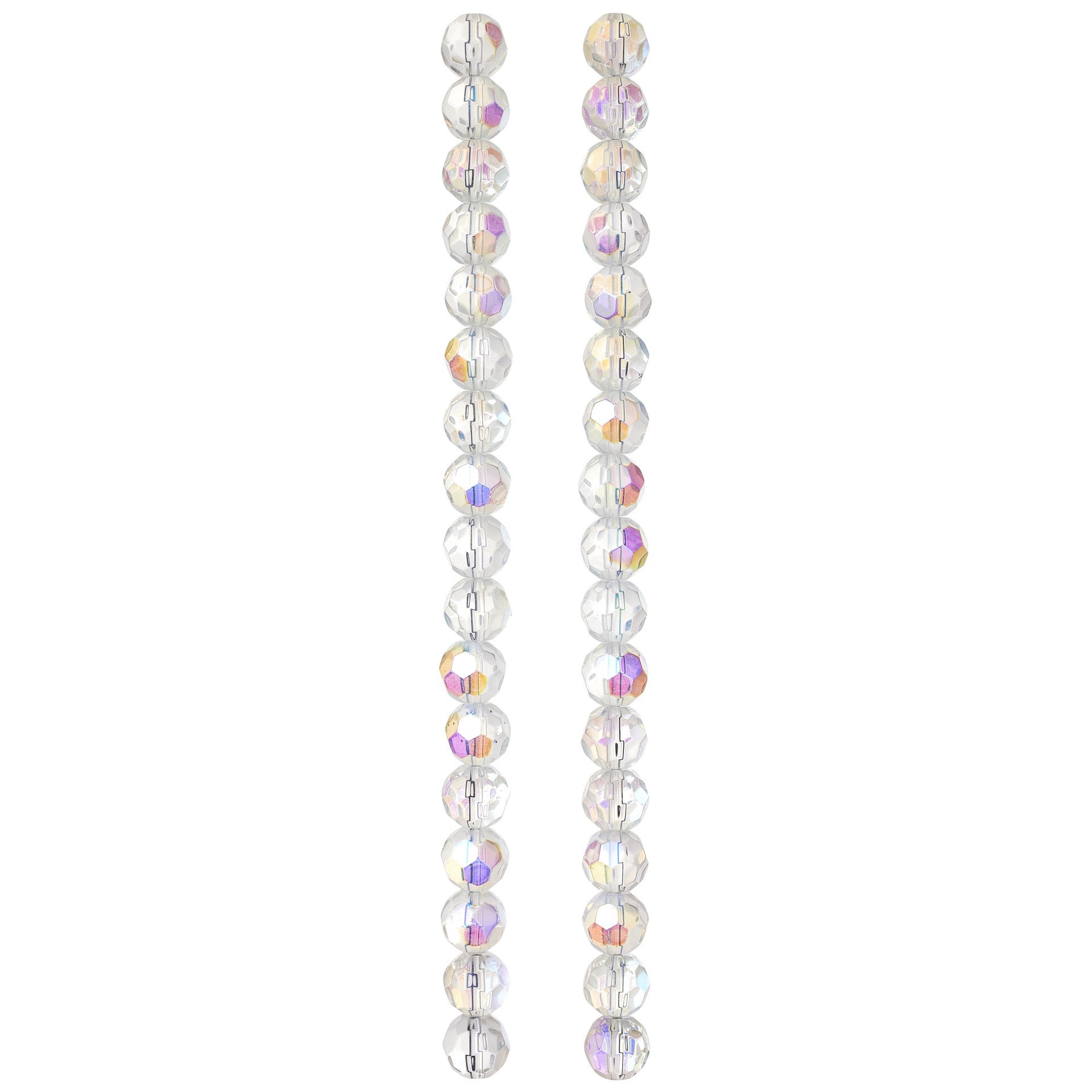 slide 3 of 3, Crystal Ab Faceted Glass Round Beads, 10mm By Bead Landing, 10mm