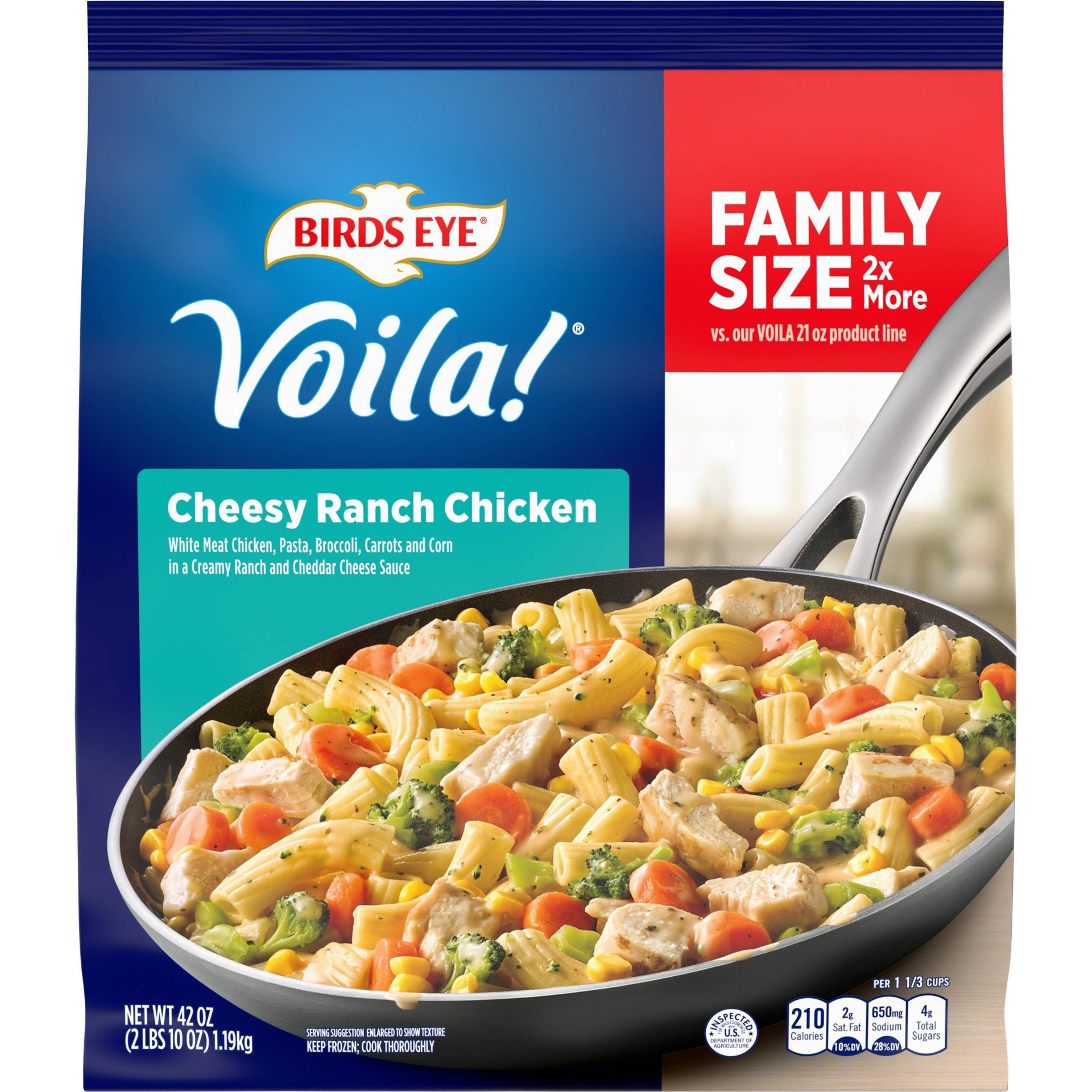 slide 1 of 5, Birds Eye Voila! Family Size Cheesy Ranch Chicken Frozen Meal, 42 OZ Bag, 42 oz
