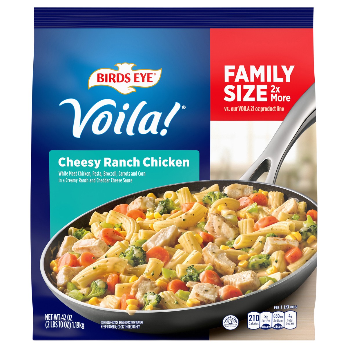 slide 1 of 5, Birds Eye Voila! Family Size Cheesy Ranch Chicken Frozen Meal, 42 OZ Bag, 42 oz