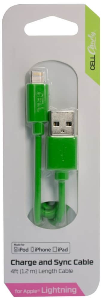 slide 1 of 1, CELLCandy Green Charge and Sync Cable, 4 ft