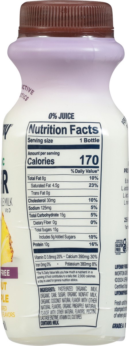 slide 15 of 15, Lifeway Organic Lactose Free Coconut Pineapple Kefir - 8 fl oz, 8 fl oz