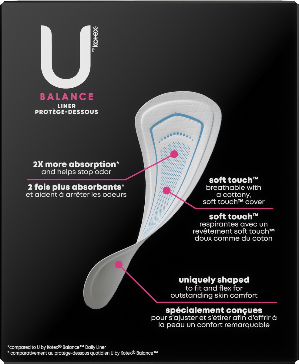 slide 2 of 9, U by Kotex Balance Wrapped Panty Liners, Regular Length, 40 Count, 40 ct