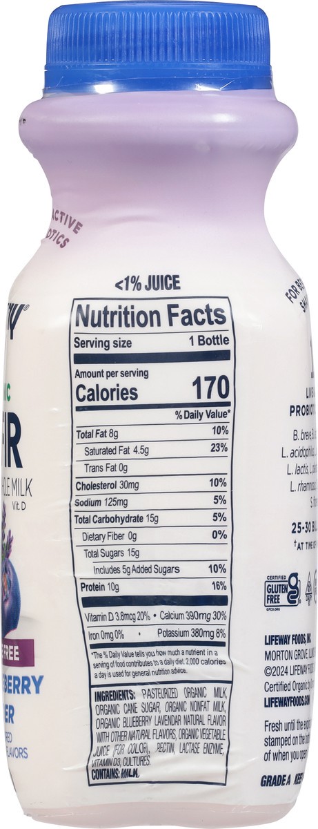 slide 15 of 15, Lifeway Organic Lactose Free Wild Blueberry Lavender Kefir 8 fl oz, 8 fl oz