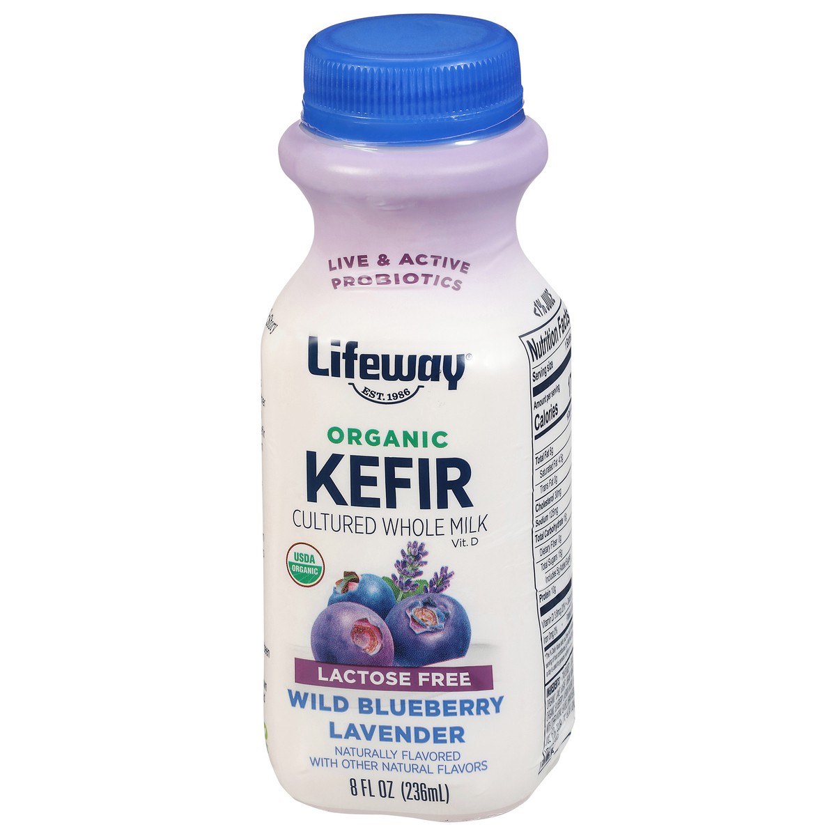 slide 4 of 15, Lifeway Organic Lactose Free Wild Blueberry Lavender Kefir 8 fl oz, 8 fl oz