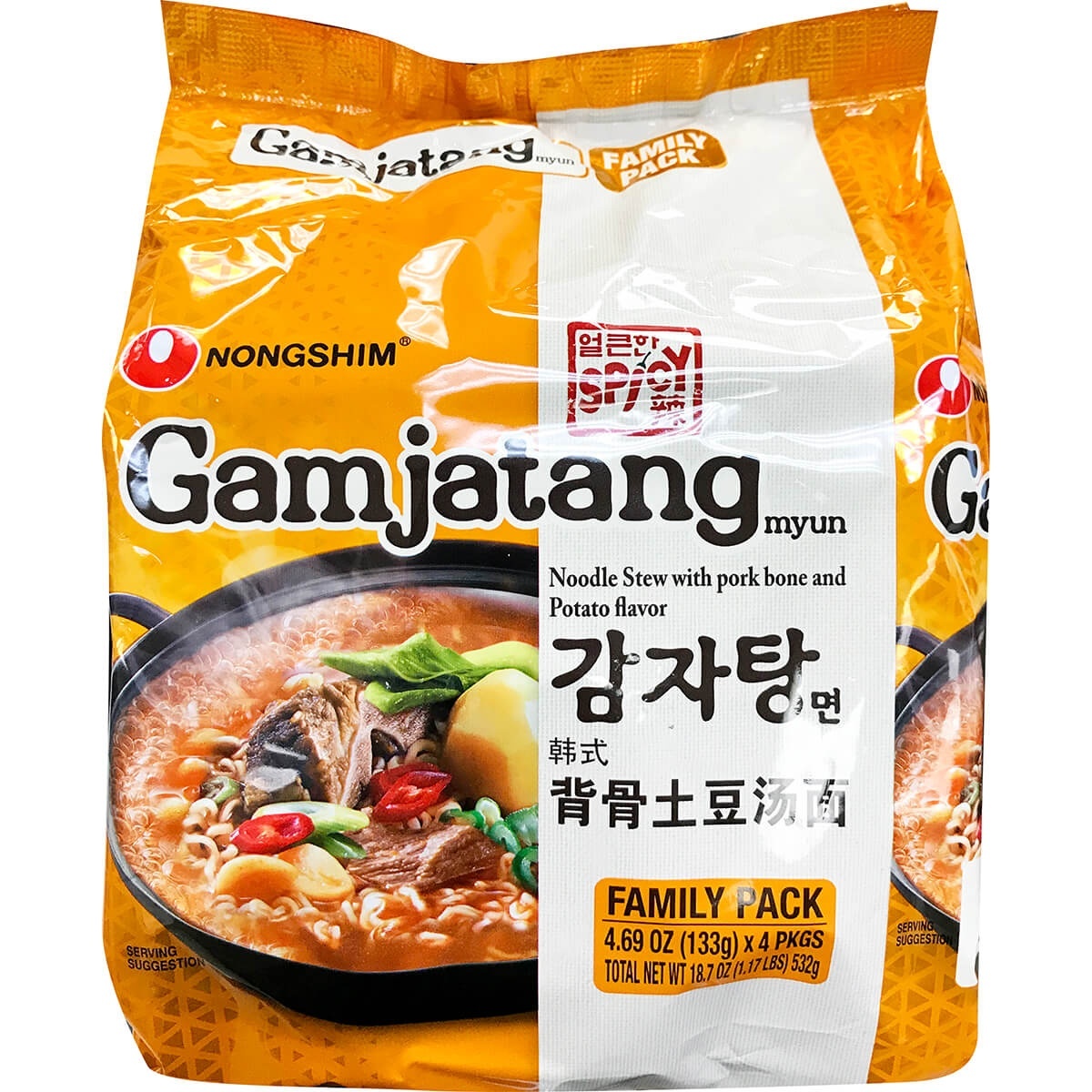 slide 1 of 1, Nongshim Noodle Soup Gamjatang, 4 ct