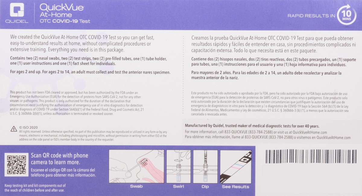 slide 2 of 9, Quickvue At-Home Otc Covid-19 Test Kit, 2 ct