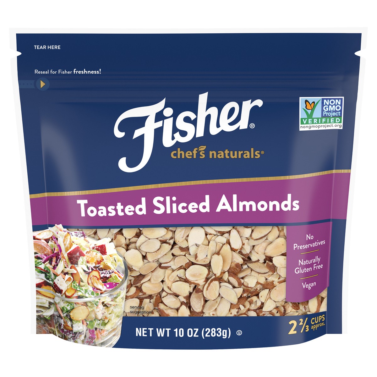 slide 1 of 10, Fisher Almonds Toasted Sliced, 10 oz