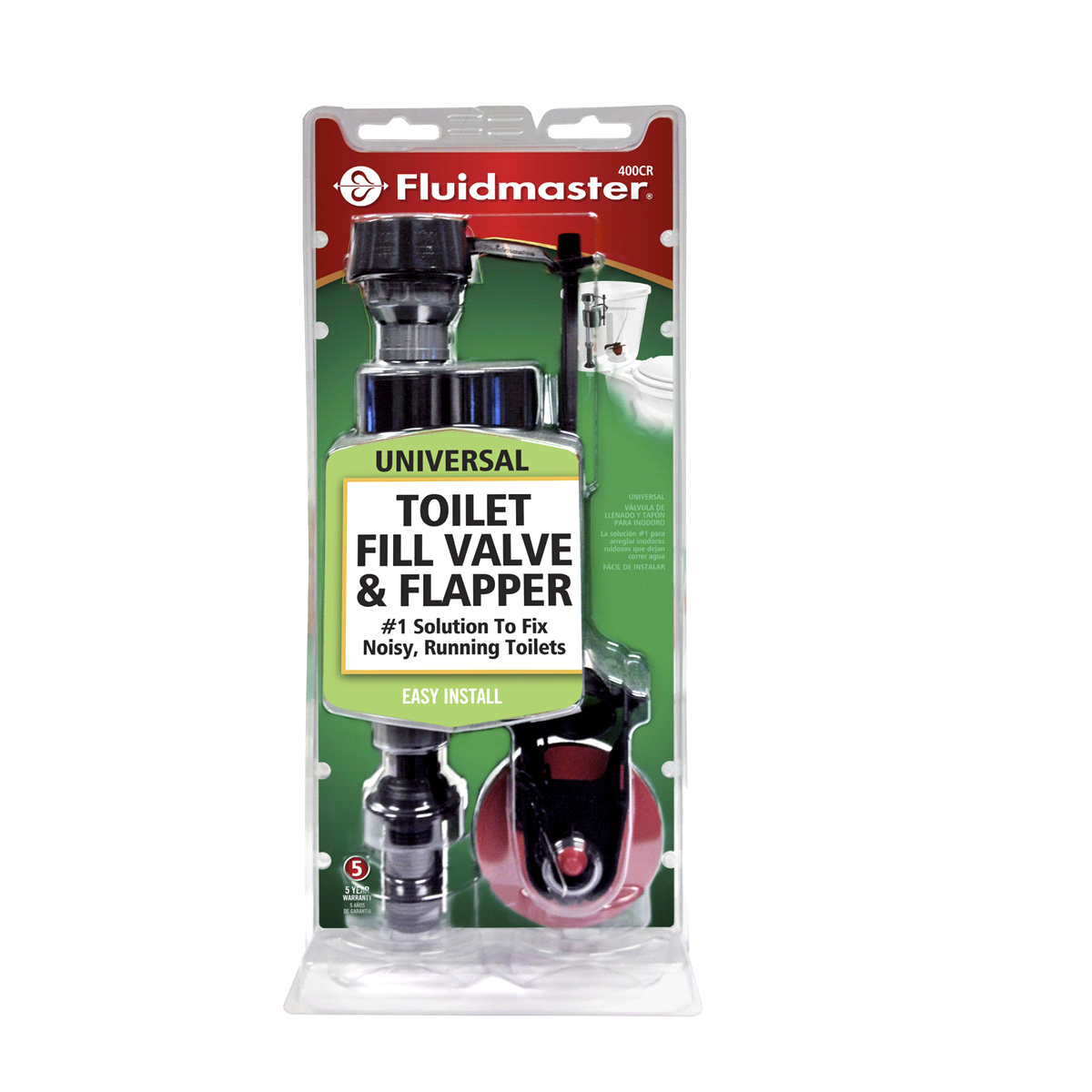 slide 1 of 1, Fluidmaster 400CR Toilet Fill Valve & 2 Flapper, 1 ct