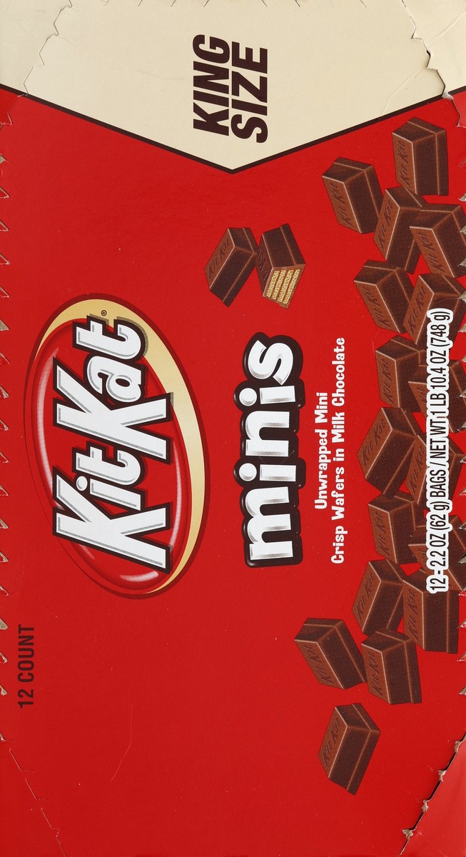 slide 3 of 4, KIT KAT Minis Milk Chocolate Wafer Unwrapped King Size, Candy Packs, 2.2 oz (12 Count), 2.2 oz