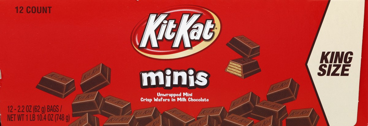 slide 2 of 4, KIT KAT Minis Milk Chocolate Wafer Unwrapped King Size, Candy Packs, 2.2 oz (12 Count), 2.2 oz