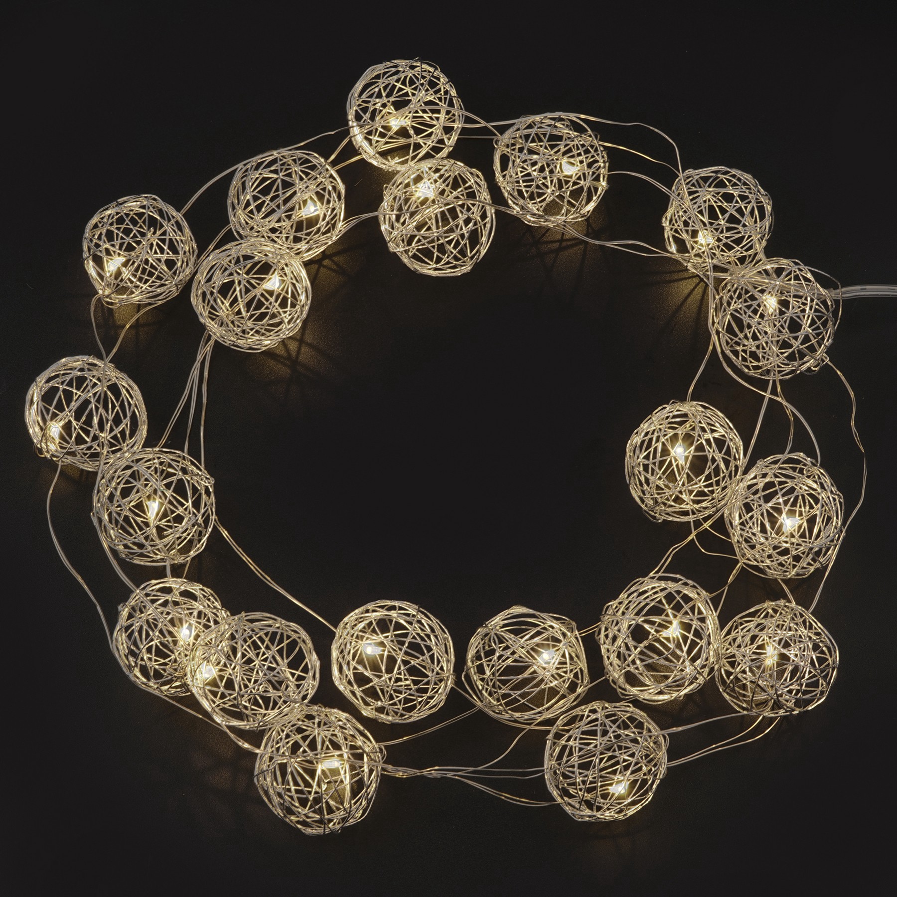 slide 5 of 5, 20ct. Warm White Wire Ball Led String Lights By Ashland, 20 ct