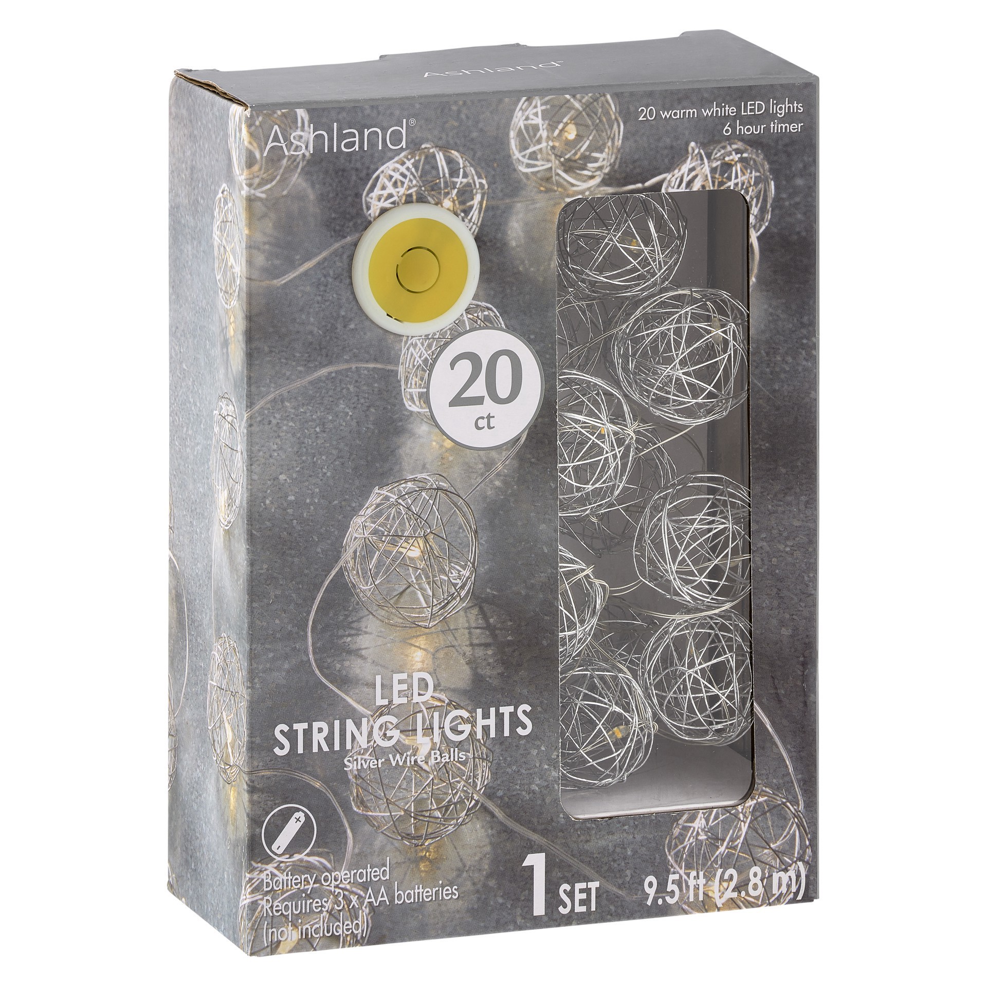 slide 3 of 5, 20ct. Warm White Wire Ball Led String Lights By Ashland, 20 ct