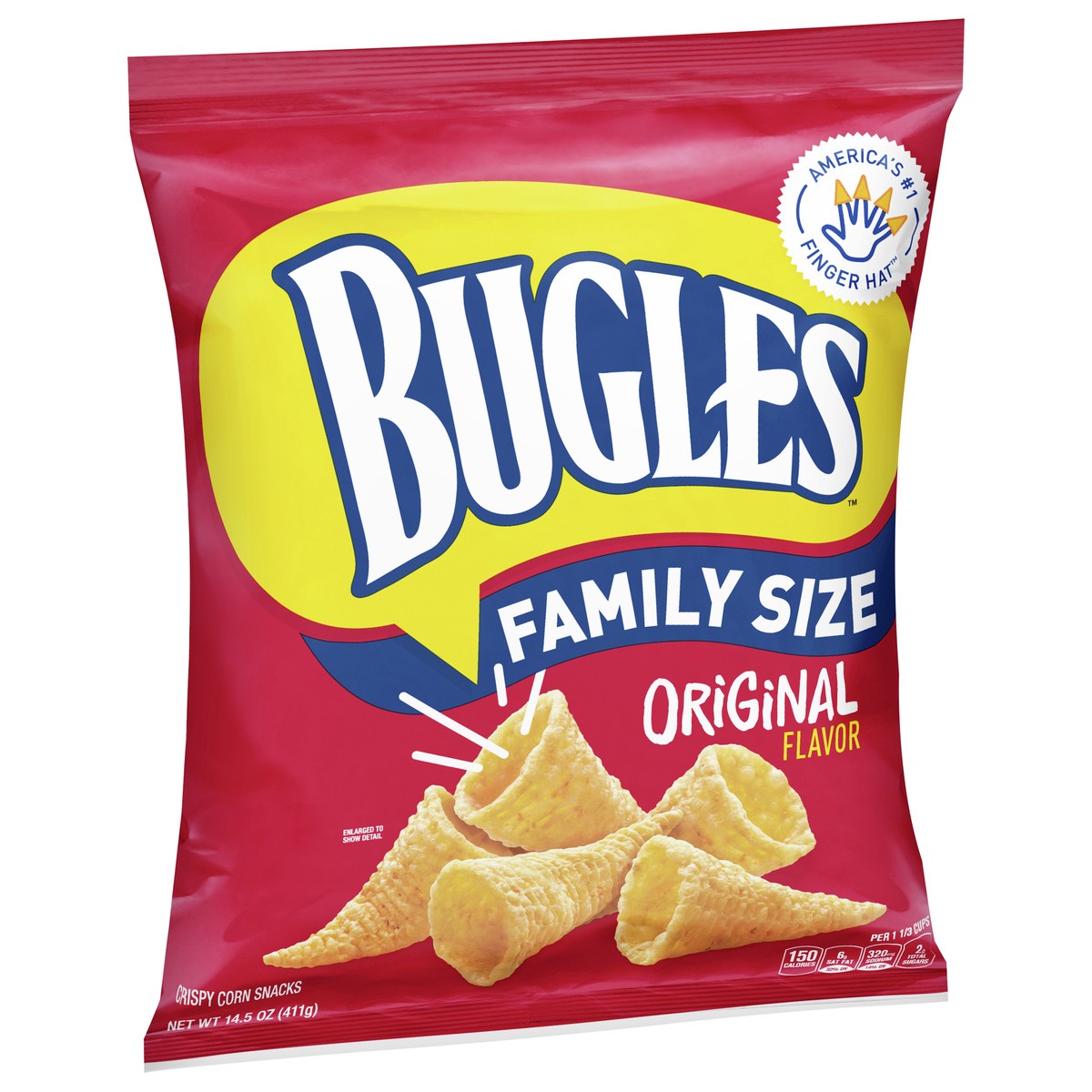 slide 2 of 9, Bugles Crispy Corn Snacks, Original Flavor, Family Size Snack Bag, 14.5 oz, 14.5 oz