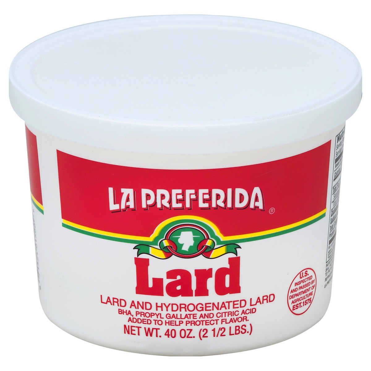 slide 3 of 5, La Preferida Lard 40 oz, 40 oz