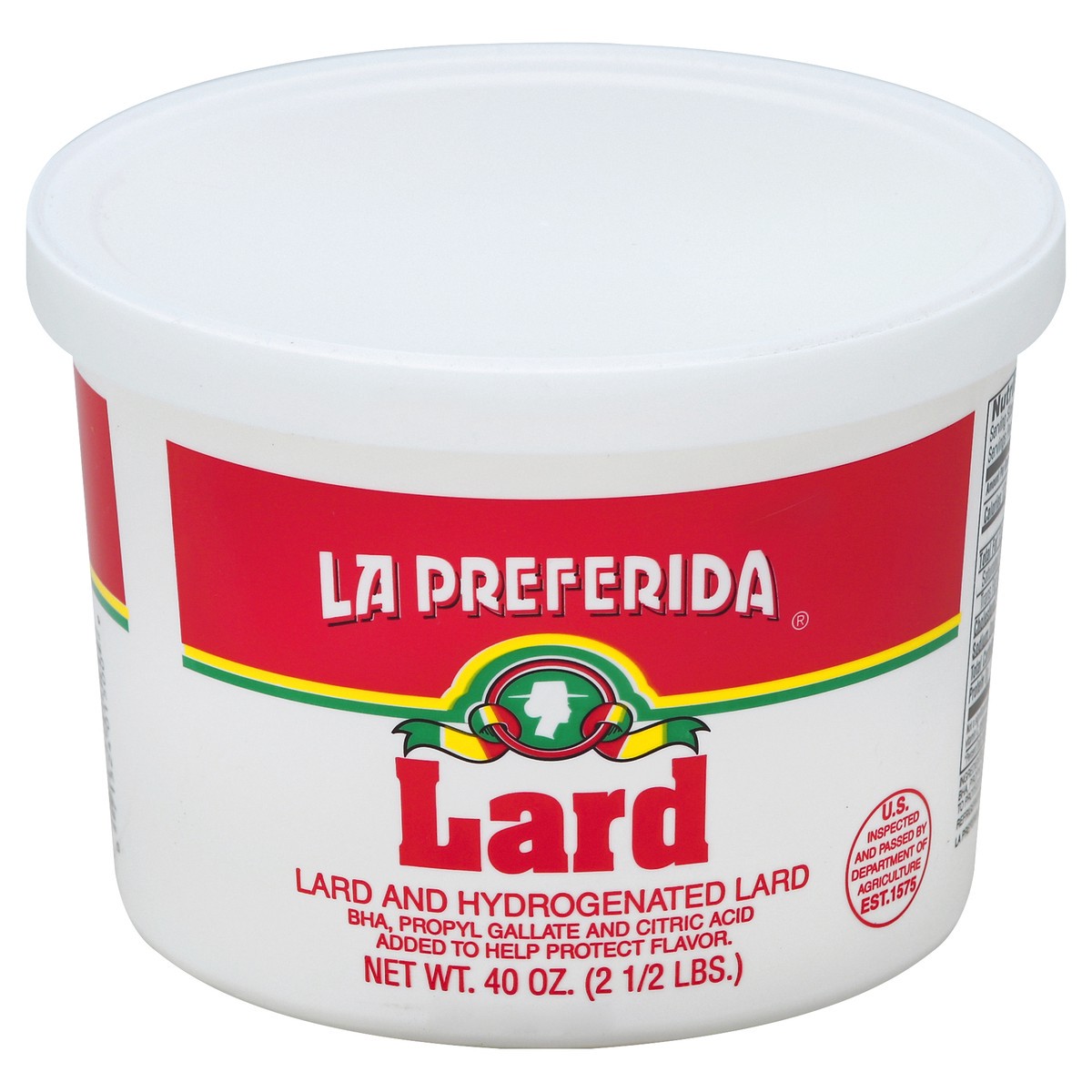 slide 4 of 5, La Preferida Lard 40 oz, 40 oz