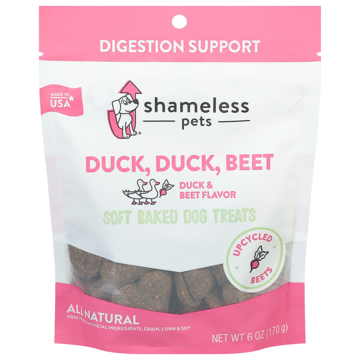 slide 1 of 9, Shameless Pets Duck Duck Beet Soft-Baked Dog Treat, 6 oz