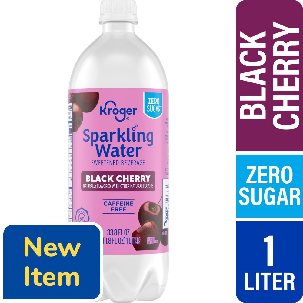slide 1 of 1, Kroger® Zero Sugar Black Cherry Sparkling Water, 1 liter