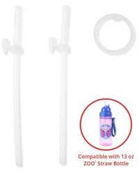 Skip Hop Zoo Straw Bottle - 13 oz (2-Pack Clear Extra Straws)