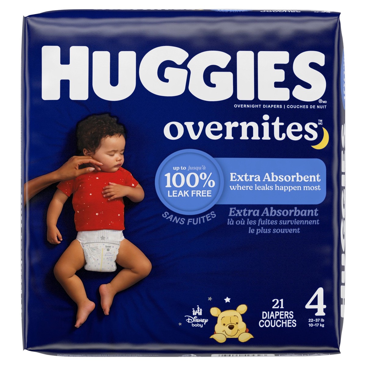 slide 1 of 8, Huggies Overnites Nighttime Baby Diapers, Size 4 (22-37 lbs), 21 Ct, 21 ct