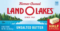 Land O'Lakes Unsalted Butter in Half Sticks, 8 Half Sticks, 1 lb Pack