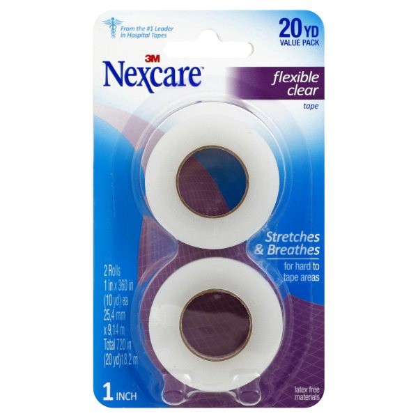 slide 1 of 3, Nexcare Flexible Clear First Aid Tape, 2 ct