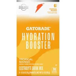 Gatorade Hydration Booster Electrolyte Drink Mix Tropical Mango 0.35 Oz, 6 Count
