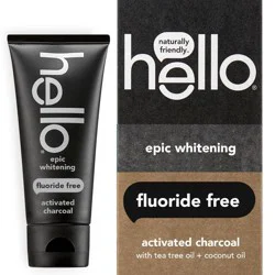hello Epic Whitening Charcoal Fluoride Free Toothpaste, Fresh Mint, 4.0 Oz Tube